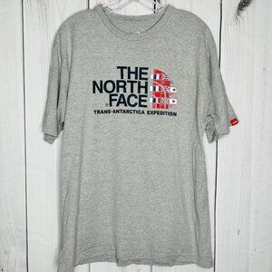 North Face Shirt Mens Sz M Short Sleeve Gray Crew Trans-Antarctica Expedition